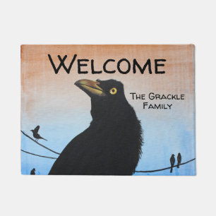 Grackle Austin Texas Bird Natuur Wildlife Painting Deurmat