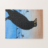 Grackle Austin Texas Black Bird Wildlife Painting Legpuzzel (Horizontaal)