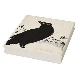 Grackle Austin Texas Black Bird Wildlife Painting Rubberstempel