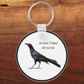 Grackle met grote buikholte sleutelhanger (Voorkant)