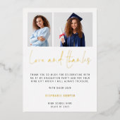 Grad 2022 2 Photos Gold Real Foil Carte de remerci (Recto)