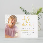 Grad 2024 Photo Il L'A Fait Gold Foil Faire-part (Debout devant)