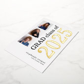 Grad 2025 3 Photos Real Gold Foil Faire-part (Rotation)