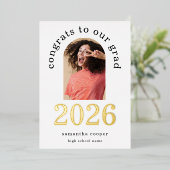 Grad 2025 Arch Photo Real Gold Foil Faire-part (Debout devant)