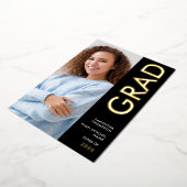 Grad 2025 Photo Black Gold Real Foil Faire-part (Rotation)