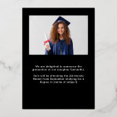 Grad 2025 Photo Black Gold Real Foil Faire-part (Verso)