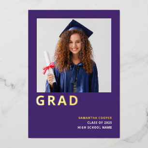 Grad 2025 Real Gold Foil Purple Faire-part