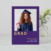 Grad 2025 Real Gold Foil Purple Faire-part (Debout devant)