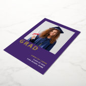 Grad 2025 Real Gold Foil Purple Faire-part (Rotation)