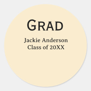 Grad afstudeerjaar naam in vette letters 20XX geel Ronde Sticker