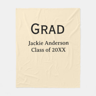 Grad afstudeerletter naam klas van 20XX geel paste Fleece Deken