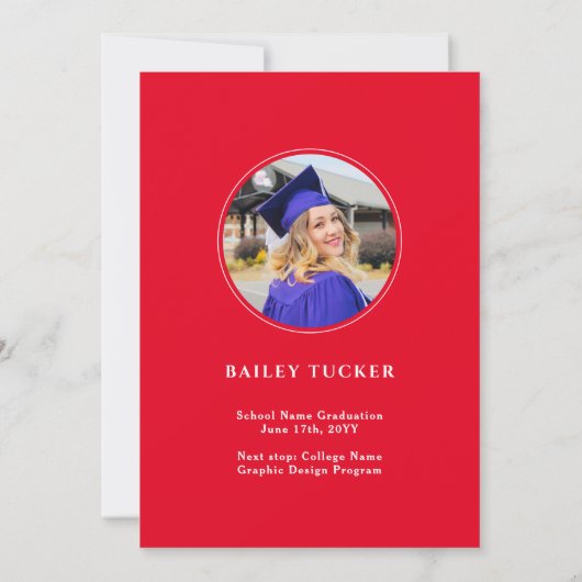 GRAD Arch Photo Moderne Red Graduation Invitation (Dos)
