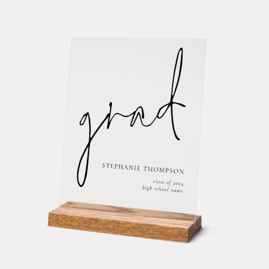 Grad Black Script Graduation Cadeau Keepsaké (Angle)