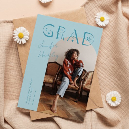 GRAD Bleu Arc Faire-part de graduation mystique