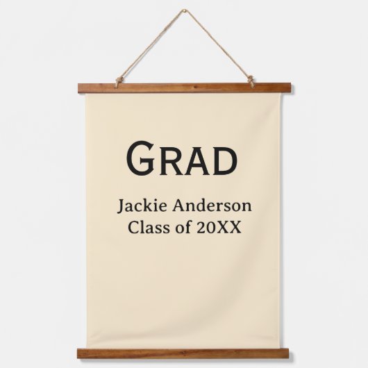 Grad bold letter name class of 20XX yellow pastel Hangend Wandkleed (Voorkant)