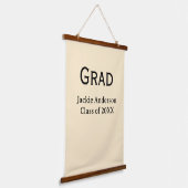 Grad bold letter name class of 20XX yellow pastel Hangend Wandkleed (Gebogen)