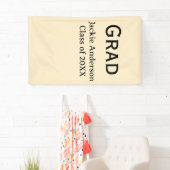 Grad bold letter name class of 20XX yellow pastel  Spandoek (Insitu)