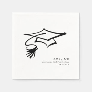 Grad Cap Eenvoudig Modern Afstudeerfeestje Servet
