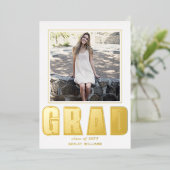 GRAD Classe de 2025 graduation blanc faire-part (Debout devant)