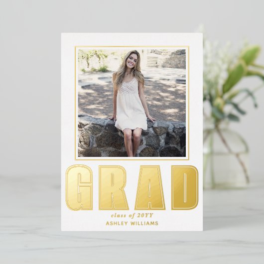 GRAD Classe de 2025 graduation blanc faire-part (Debout devant)