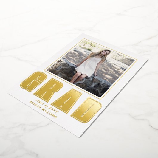 GRAD Classe de 2025 graduation blanc faire-part (Rotation)