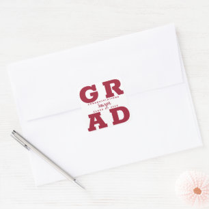 Grad Crimson op Wit Vierkante Sticker