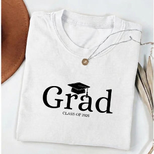 grad eenvoudig zwart wit afstuderen t-shirt