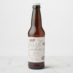 Grad Eigenaardige Doodle Volgende Avontuur Zand Be Bier Etiket