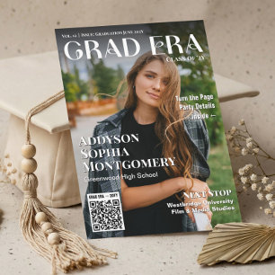Grad Era Trendy Afstudeertijdschrift Foto Collage Kaart