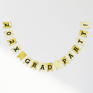 Grad Feest Gouden Strepen en Stippen Vlaggetjes