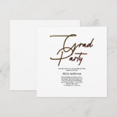 Grad Feest Uitnodiging | Hathama Script Zwart Wit (Voorkant / Achterkant)