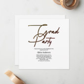 Grad Feest Uitnodiging | Hathama Script Zwart Wit (Voorkant / Achterkant in situ)