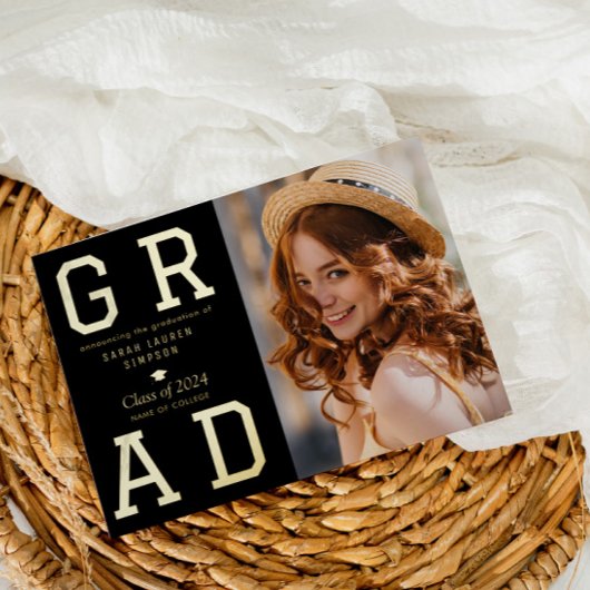 GRAD feuille d'or Faire-part de graduation du text