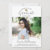 Grad Foto Afstudeer Uitnodiging Trendy Blauw (Voorkant)