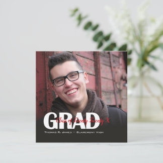 Grad Foto met Kleur Script Jaar Vierkant Aankondiging
