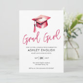 Grad Girl Pink Graduation Invitation (Debout devant)