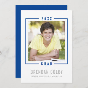 GRAD INVITATION simplephoto frame royal blue 2023