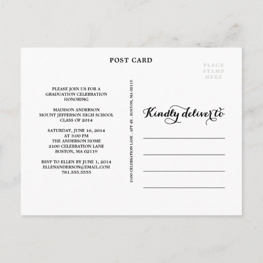 Grad le plus doux | Invitation de carte postale (Dos)