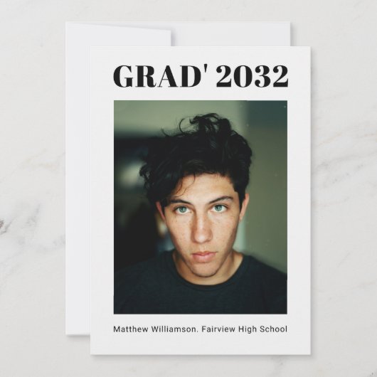 Grad Modern Foto Afstudeerfeest Uitnodiging (Voorkant)