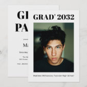 Grad Modern Foto Afstudeerfeest Uitnodiging (Voorkant / Achterkant)
