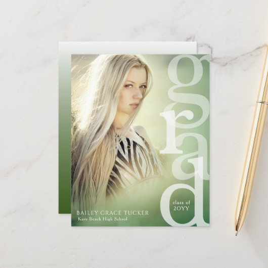 GRAD Overlay Budget Groen Afstudeeruitnodiging (Voorkant / Achterkant in situ)