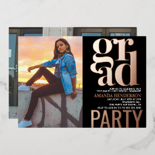 Grad Party Photo Real Foil Invitation