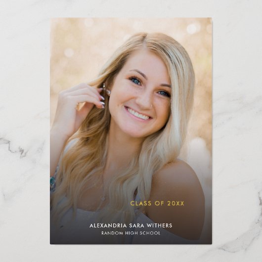 Grad Photo 2024 Gold Foil Faire-part de graduation (Recto)