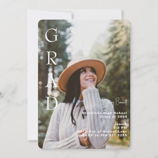 Grad Photo Arrondi Graduation Party Invitation (Devant)