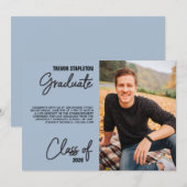 Grad Photo Blue Online Graduation Party Invitation (Devant / Derrière)