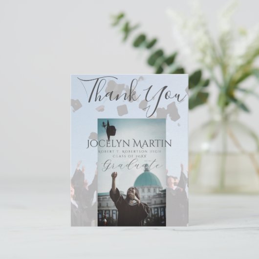 Grad Photo Casquette Toss Bordure Merci Carte post (Debout devant)