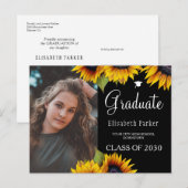 Grad photo chic tournesol graduation faire-part (Devant / Derrière)