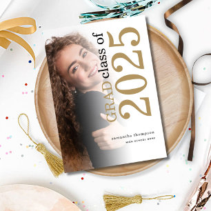 Grad Photo Gold Noir 2024 Faire-part de graduation