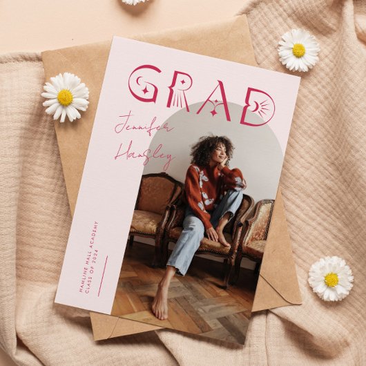 GRAD Pink Arch Faire-part de graduation mystique