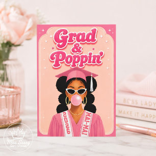 Grad & Poppin' Roze Bubblekauwgom Zwarte Meisjes G Kaart